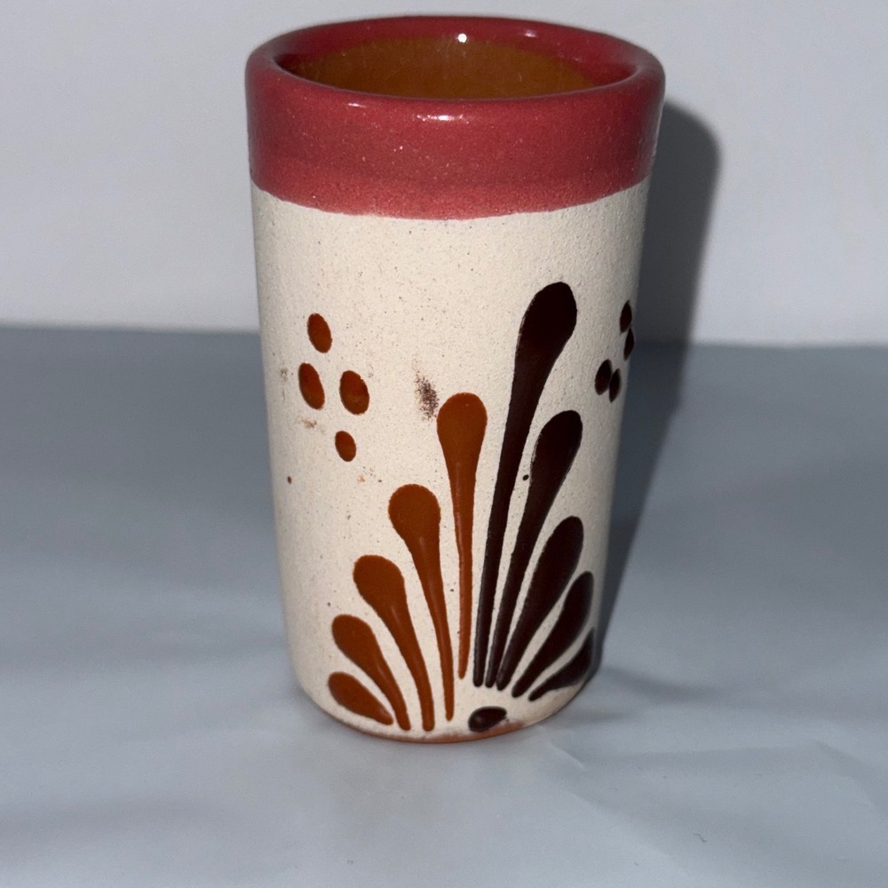 Ceramic Shot Glass Souvenir Hand Painted Pottery Jalpan de Serra Qro.